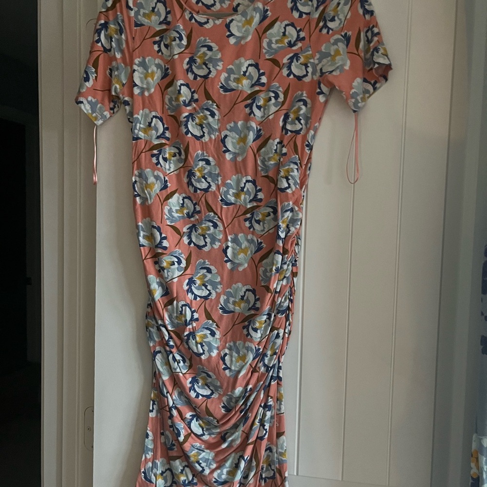 Floral Print Pink Maternity Dress